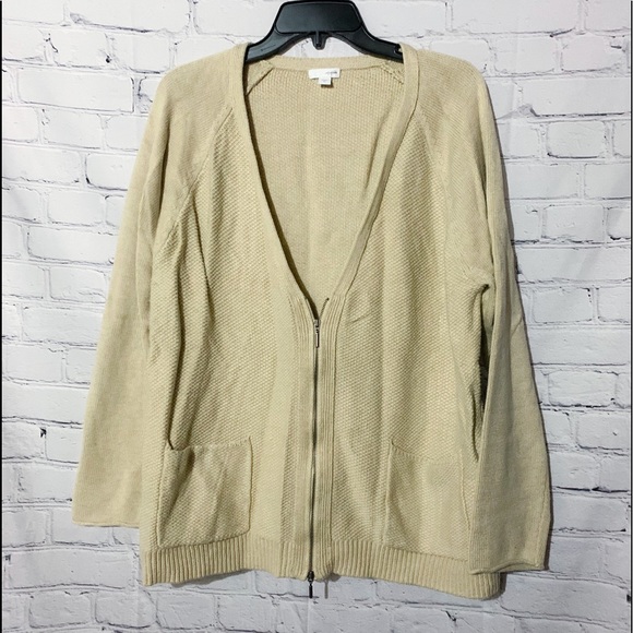 J. Jill Sweaters - J. Jill Zip-Up Knitted Cotton Sweater Cardigan XL